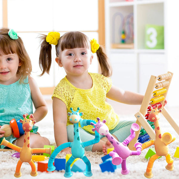 Acheter Jouets girafe à ventouse pour enfants, jouet à soulagement  télescopique, soufflet sensoriel, Anti-stress, jouet à presser Kawaii