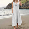 Robe sans manches en coton et lin pour femme