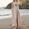 Robe sans manches en coton et lin pour femme