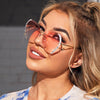 Lunettes de Soleil Vintage à la Mode en Strass sans Monture