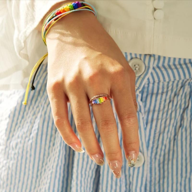 Bague en Micro Diamant Arc-En-Ciel