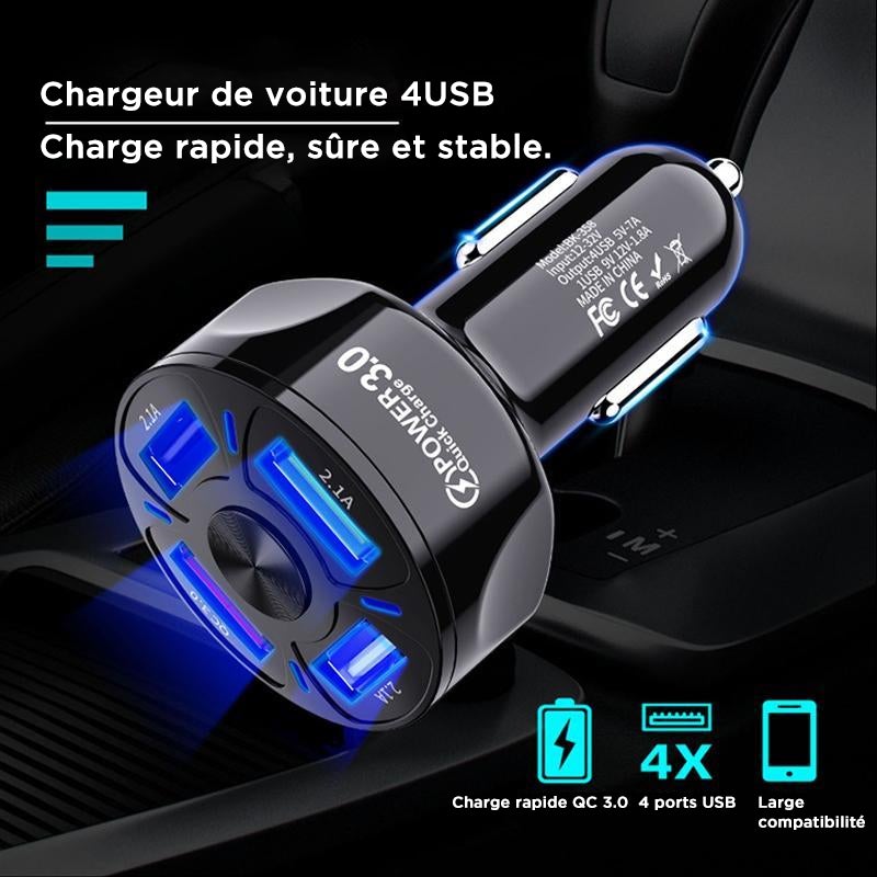 Port de charge rapide 4-EN-1 pour voiture