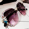 Lunettes de Soleil Vintage à la Mode en Strass sans Monture