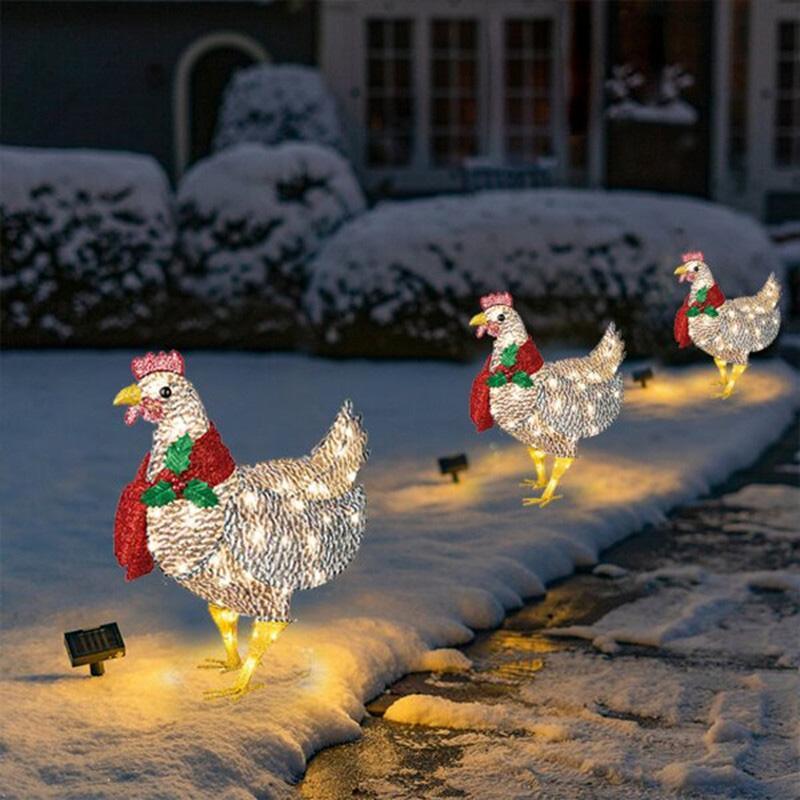 Poulet Illuminé Avec Echarpe Décoration Des Fêtes