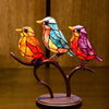 Ornements en Verre Teinté Oiseaux sur Branches