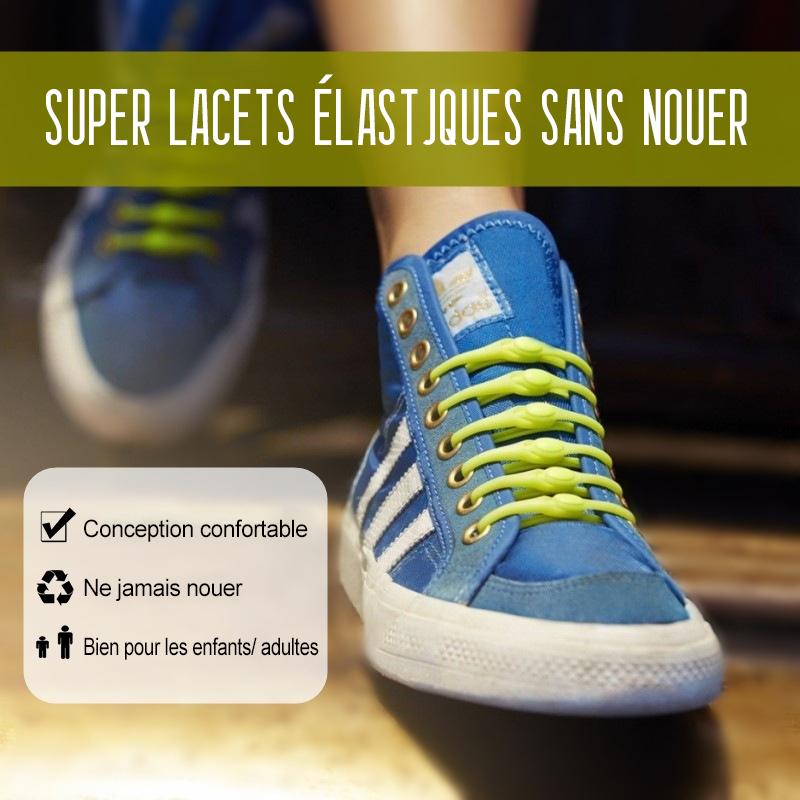 Lacets Super Élastique sans Nouer (12 pièces)