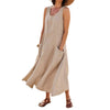 Robe sans manches en coton et lin pour femme