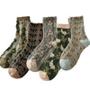 Chaussettes femme en coton fleuri